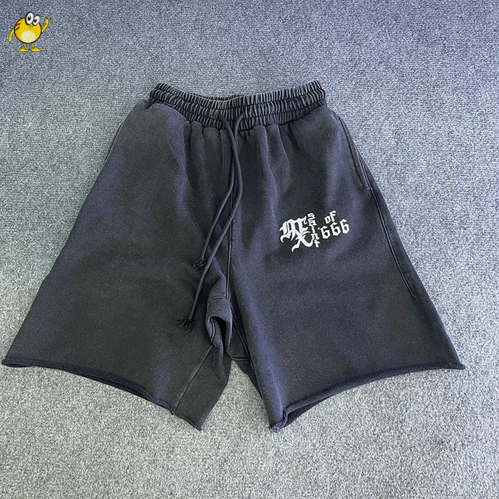 Washed Do Old Black Saint Shorts Men Woman Good Quality Vintage Loose Casual Drawstring Stretch Joggers Streetwear