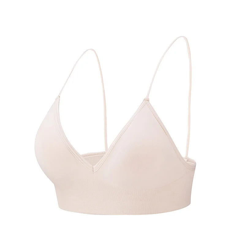 Flarixa Triangle Cup Deep V Neck Bralettes Camisole Bra for Woman Yoga Top Corset With Push Up Effect Soft Underwear Lingerie