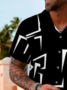 2026 Summer New Style Men's Short-Sleeved Shirt with 3D Patterned Print for Street Casual Fashion Comfortable and Stylish