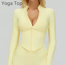Seamless Zipper Long Sleeve Women Crop Top Yoga T Shirts