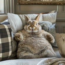 Short Plush “Chill Bunny on Sofa” Pillowcase 18x18 Inch Double Sided Printed Zipper Cushion Cover Whimsical Animal Decor
