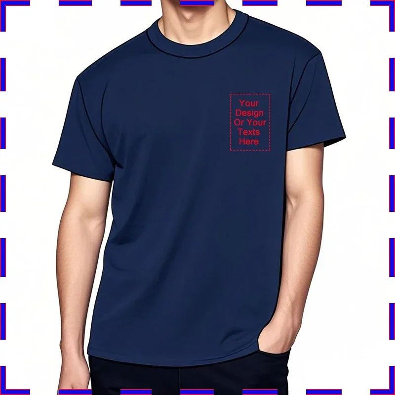 Customized Tee Shirt Your Text Here Premium Cotton Comfortable Men Tshirt Bigger Size O Neck Fashion Perfect Gift summer tees