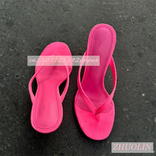 Rose Red Suede Thong Mules Summer Open Toe Shallow Wedge Sandals Elegant Outdoor Women'S Slip-On Slippers Big Size Gladiator 46