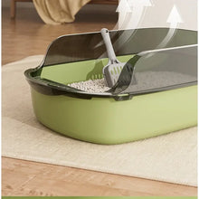 Semi Covered Cat Litter Box Plastic Anti Tracking Pet Toilet with Removable Scoop for Odor Control