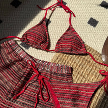 sexy knitted striped halter tie bikinis sets three pieces with shorts swimsuits beachwear bathing suit swimwear biquini tankini