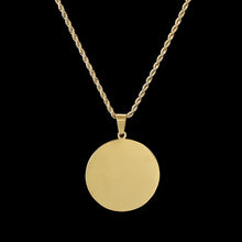 Customized Photo Name Necklace Stainless Steel Laser Engraved Picture Text 20/25/30/35mm Round Tag with 60cm Twist Chain Gift