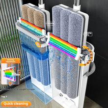 Spin Flat Mop With Bucket Set 40cm Hand Free Floor Cleaner Microfiber Automatic Separation Sewage Water Household Cleaning Mop