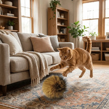 Washable Soft Fluffy Rabbit Fur Cat Rabbit Fur Scratch Resistant Cat Teaser Ball Bite Resistant Fluffy Pet Indoor
