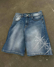 Y2K Matcha Green Baggy Denim Jeans Back Pocket 6 Billiard Ball Embroidery Loose Washed Denim Pants Unisex Streetwear Trousers
