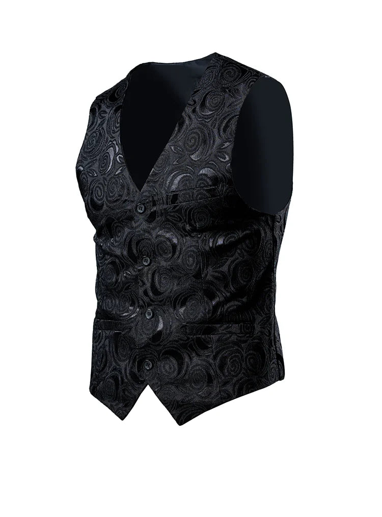 2026 Luxury Business Jacquard Suit Vest Men Slim Fit Tops Black White Wedding Social Dance Party Dress Size 6XL 7XL 8XL