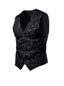 2026 Luxury Business Jacquard Suit Vest Men Slim Fit Tops Black White Wedding Social Dance Party Dress Size 6XL 7XL 8XL