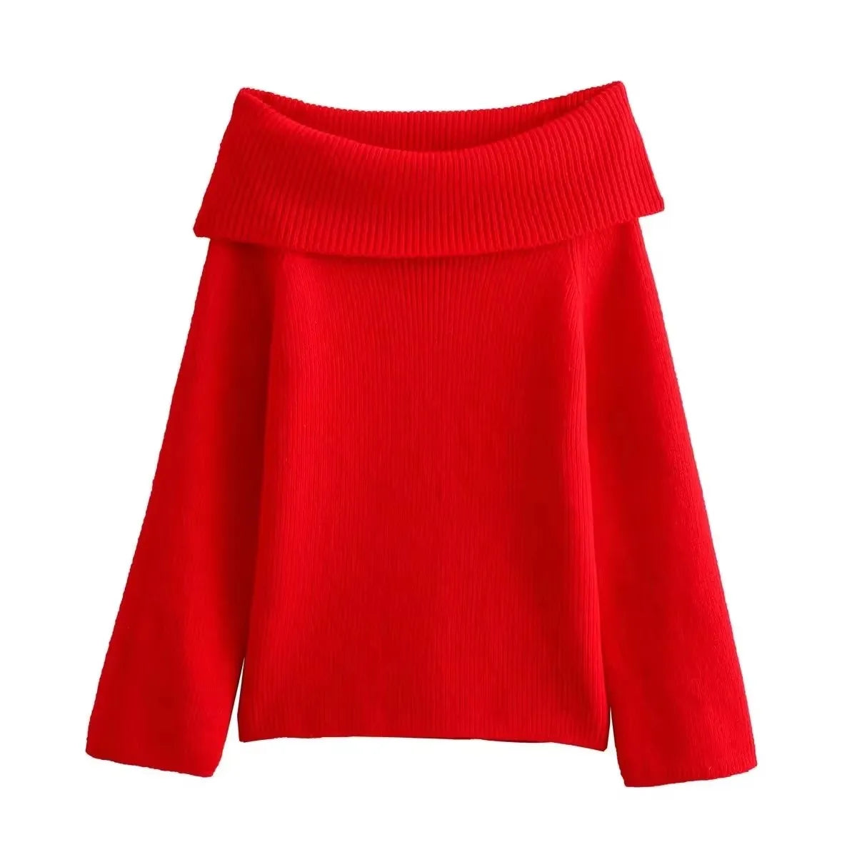 HH Women Fashion Solid Off Shoulder Sweater Long Sleeve Knitted Pullover Sweater Autumn Female Casual Knitwear Chic Top