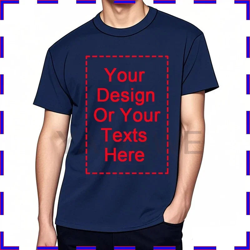 Customized Tee Shirt Your Text Here Premium Cotton Comfortable Men Tshirt Bigger Size O Neck Fashion Perfect Gift summer tees