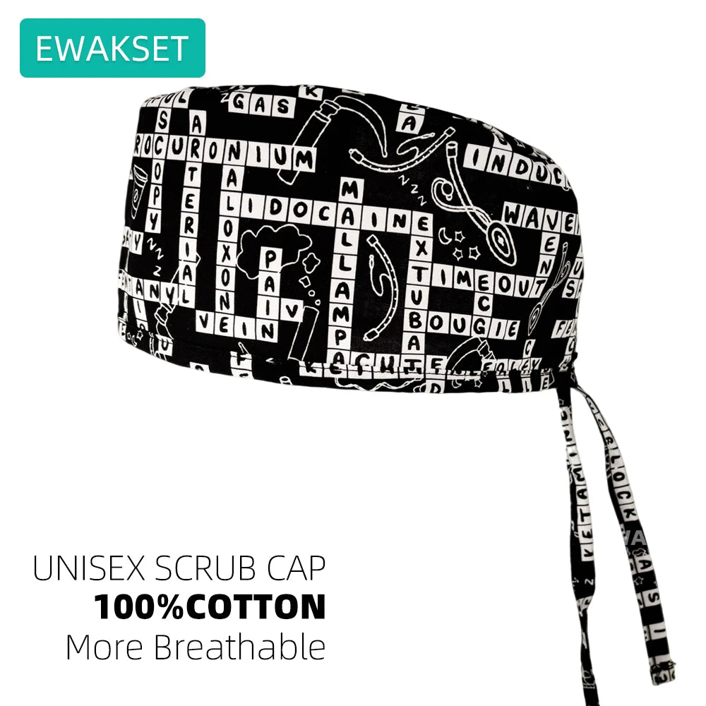 Cotton Unisex Scrub Cap with Sweatband Adjustable Surgical Cap for Women Men Doctor Nurse Clinic Hospital orthopedics Hat