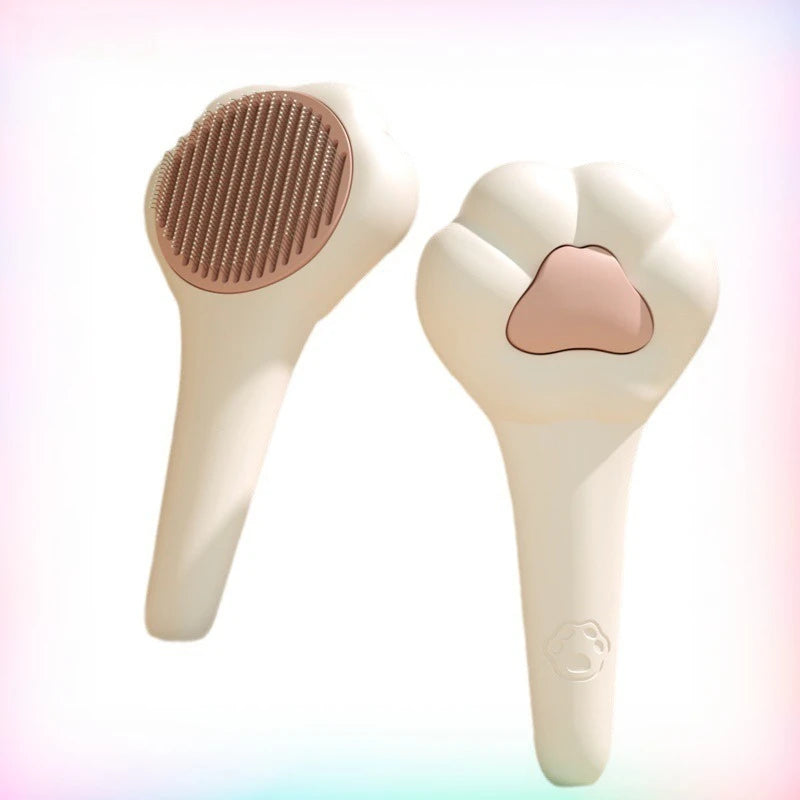 Cat Hair Remover Comb Flea Comb Grooming with Release Button Pet Hair Removal Comb Cute Design Paw Massage Grooming Supplies