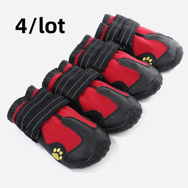 Socks Footwear For Medium Large Dog 4pcs/set Pet Dog Shoes Reflective Waterproof Dog Boots Warm Snow Rain Pets Booties Anti-slip