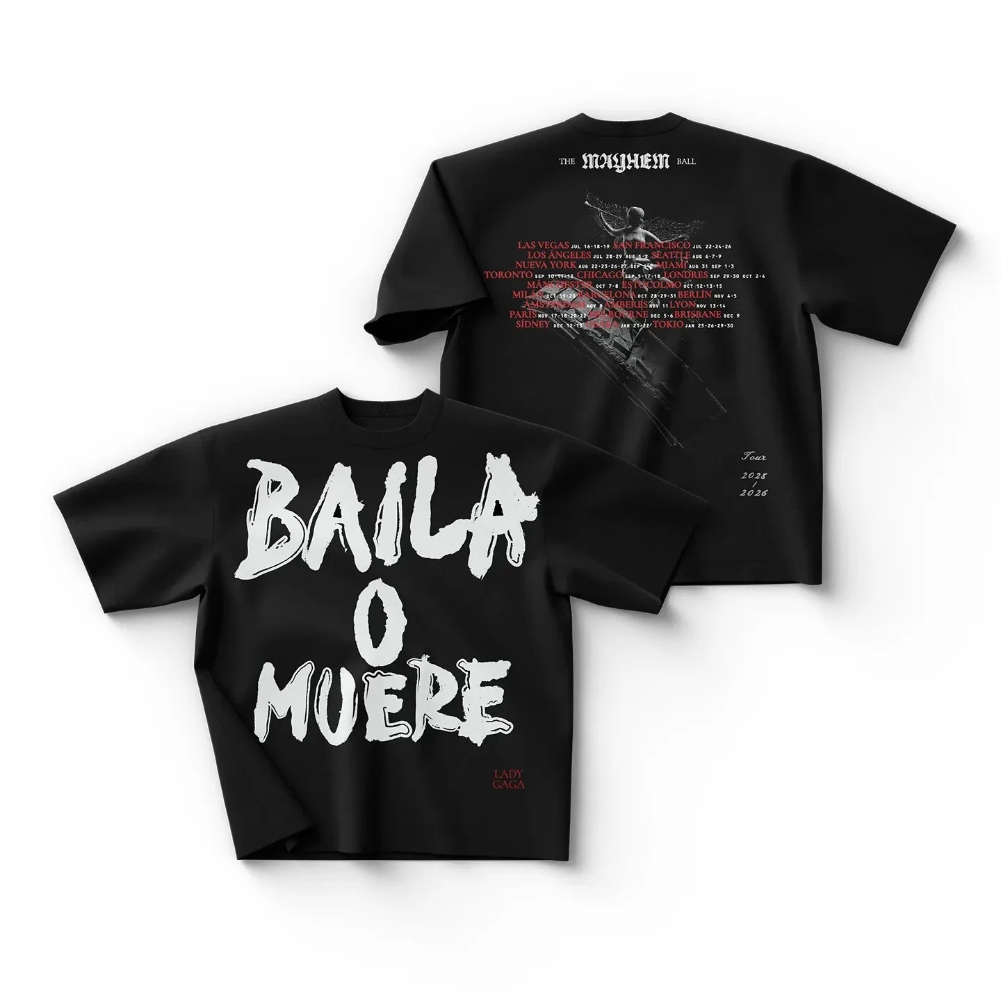 Lady GAGA Graphic T-shirt 2025-2026 Mayhem Ball Tour Balla O Muori Dance or Die T-shirt Oversized Y2k Short Sleeve Male Clothing