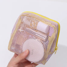 Trousse de maquillage en filet pour femme, joli petit sac de rangement pour rouge à lèvres, câbles de données, clés, écouteurs, pochette carrée pour articles de toilette