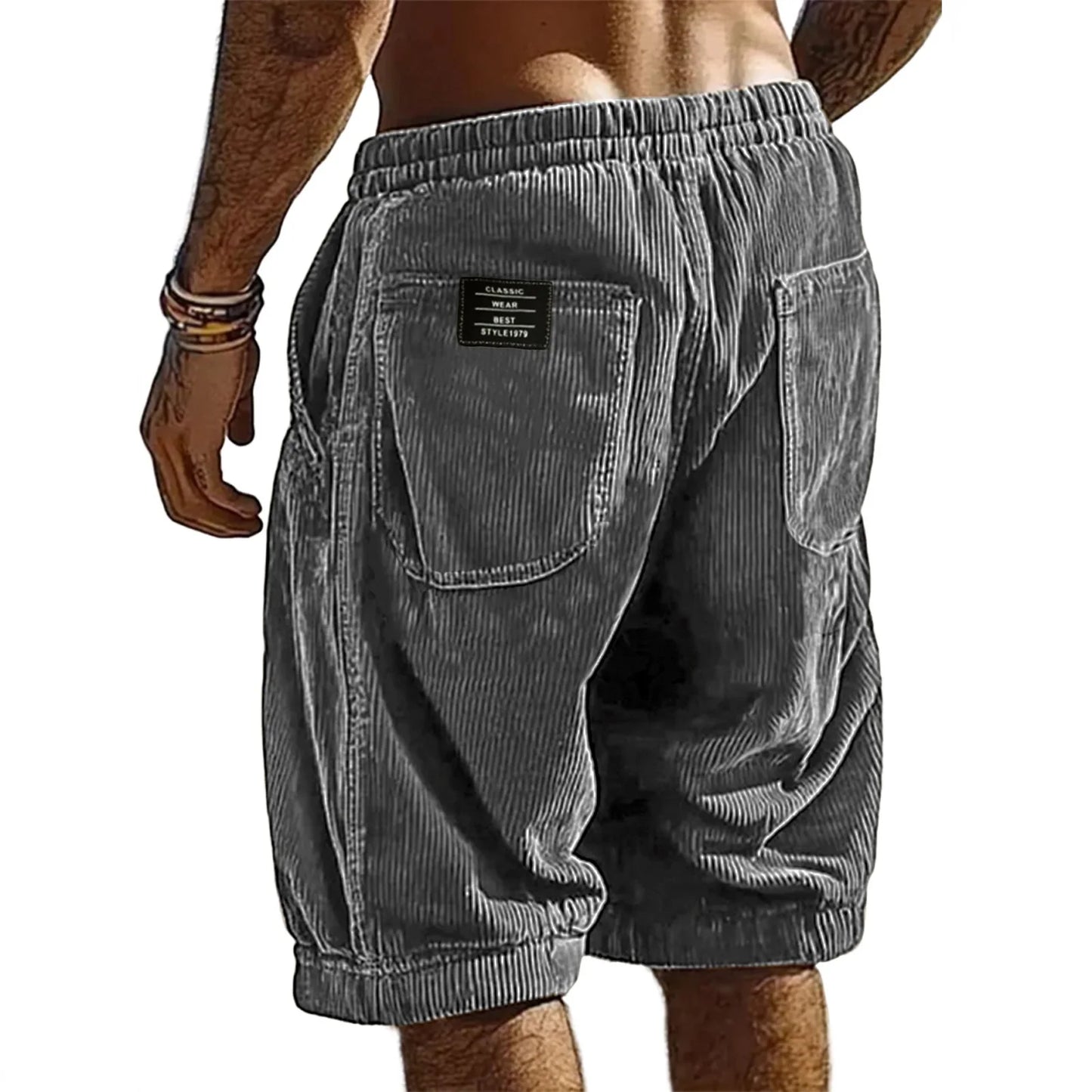 2026 New Men's Retro Corduroy Casual Shorts Men Fashion Solid Sweatpants Harajuku Corduroy Short Pants New Men Clothing Roupas
