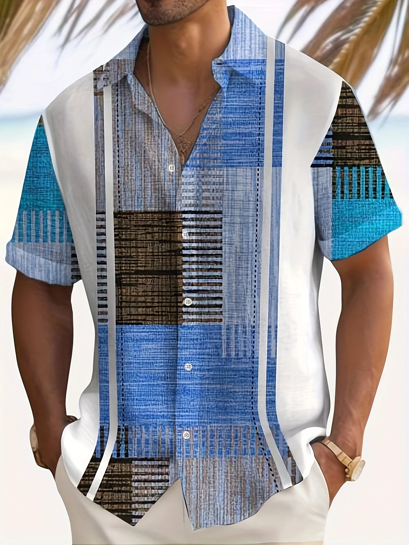 The new men's short-sleeved shirt for summer 2025 is breathable lightweight casual and fashionable with 3D printing