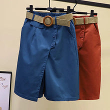Pants Skirt for Women Shorts Summer Wide Leg Blue High Waist Straight-legged  Pockets Woman Short Black Korean Fashion Culotte