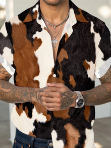 The new men's short-sleeved shirt for summer 2025 features a casual fashionable comfortable and soft 3D pattern print