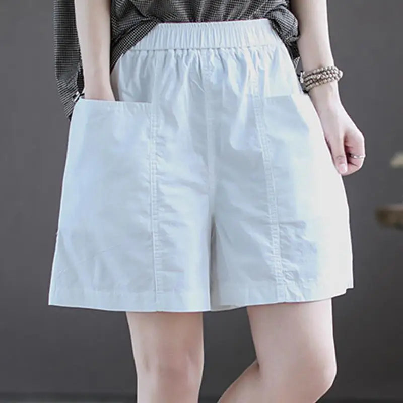 100 Percent Cotton Women Shorts High Waist Pockets Gym Yoga
