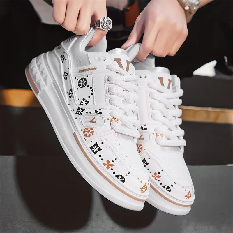 Sneaker Casual Men Designer Easy Matching Board Shoes Fashion Microfiber Leather Breathable Height Increased Flat Platform Shoes