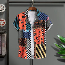 2025 Hawaiian Shirt Men Fashion Flower Geometric Printed Blouse Single-breasted Beach Short SleeveTops Men's Holiday Clothing