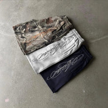 American Letter Embroidered Shorts Men Y2K Retro Casual High Street Trendy Brand High Waist Oversized Straight Casual Shorts