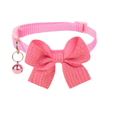 New Waffle Bow Pet Collar Simple Cute Cat Collar Adjustable Yorkshire Chihuahua Small Dog Collar All-match Pet Accessories