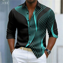 Men's Geometric Ripple Abstract Art Shirt Multi Color Button Shirt Casual Formal Shirt Long Sleeve Fashion Casual Shirt