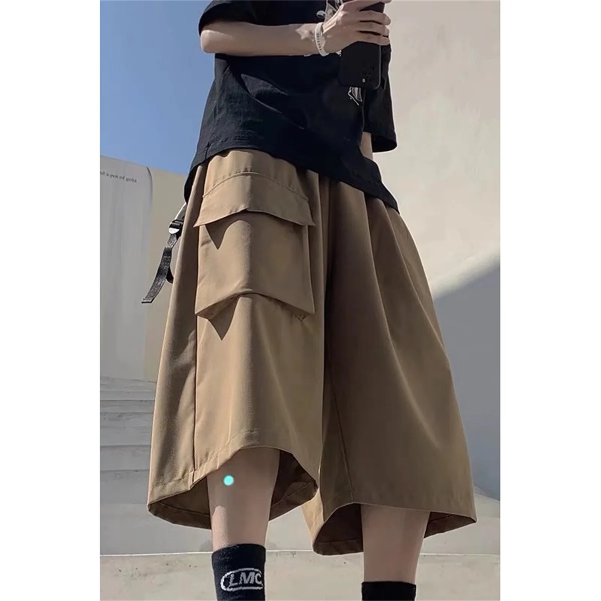 Cool Summer Hip Hop Cargo Shorts for Men's Summer Slim Loose 2026 Ins Hanging Trendy High Street Pants Straight Shorts Men