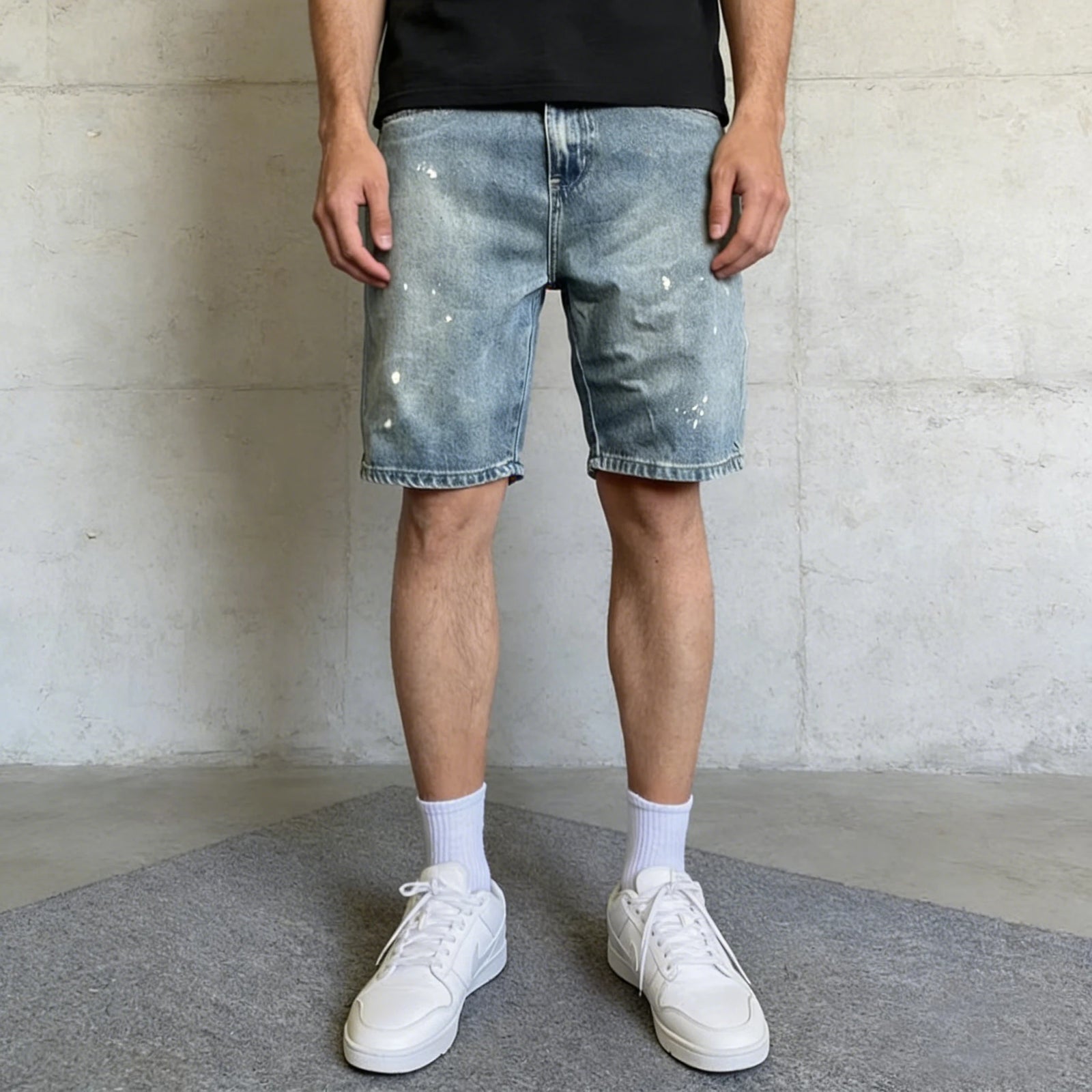 Men's Summer American High Street Denim Shorts Slim Fit 5-Point Casual Mid Pants Fashion Y1Y2 Style Cross-Border Hot Sale