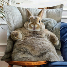 Short Plush “Chill Bunny on Sofa” Pillowcase 18x18 Inch Double Sided Printed Zipper Cushion Cover Whimsical Animal Decor