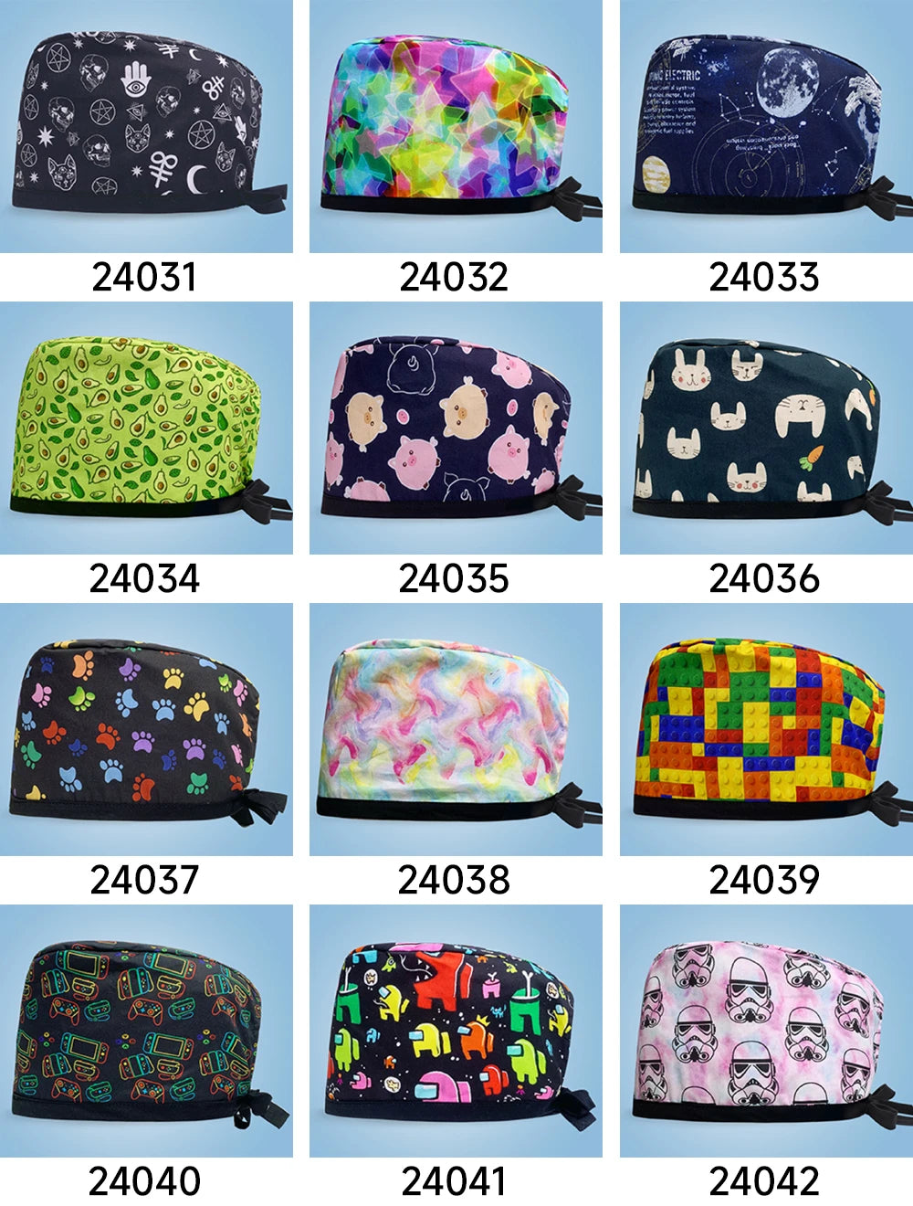 Cartoon Print Medical Scrub Hat Hospital Doctor Work Caps Health Worker Scrub Cap Pet Clinic Nurse Beautician Nursing Scrubs Hat