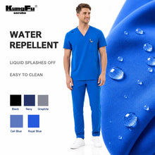 KUNGFU SCRUBS Mens Uniforms Medical Surgical Scrubs Set Short Sleeve V-Neck Top & Pants Soft Breathable Stretch Nursing Workwear