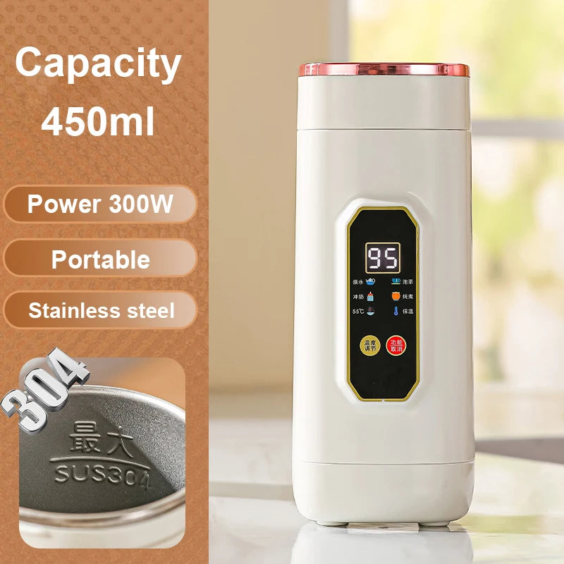 Portable Hot Water Boiler Brew Milk Tea Cup Electric Kettle Insulation Heating Temperaure Adjustable Health Pot Stew Slow Cooker