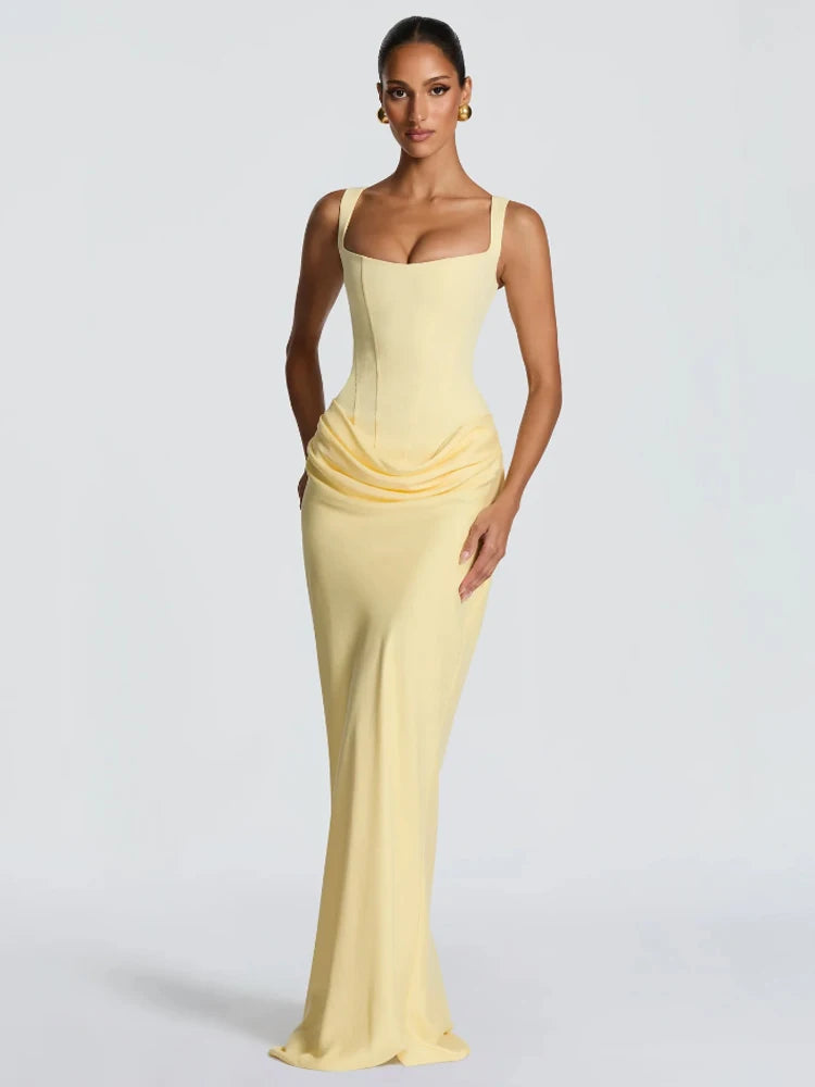 Women Green Ruched Elegant Satin Maxi Dress Mermaid One-shoulder Cutout Slim Fit Flowy Vestido 2026 Lady Summer Evening Vestidos