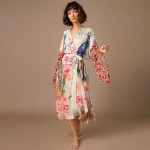 European and American Retro Loose-Fitting Plus-Size Mid-Length Kimono Cardigan Summer Beach Sun Protection Cover-Up Bikini Swimsuit Outerwear Yukata Loose Cardigan Outerwear