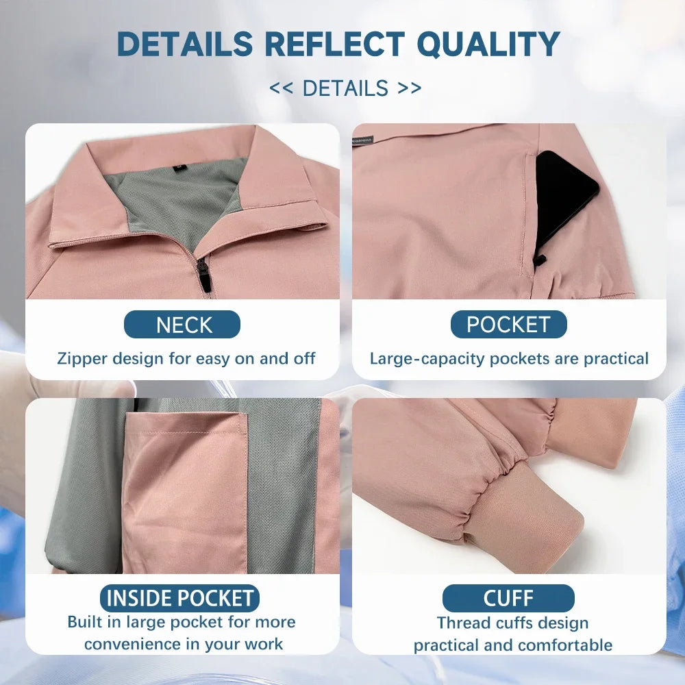 Long Sleeves Clinical Workwear Scrubs Jacket Nurse Outfit Doctor Coat Hospital Nursing Staff Uniforms Autumn Winter Work Clothes