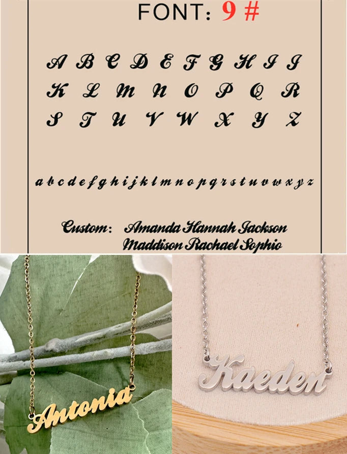 Custom Name Necklace Personalized Golden Choker Stainless Steel Necklaces For Women Man Customized Jewelry Couple Gift