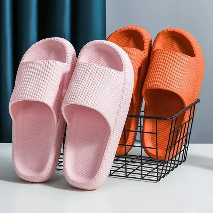 High quality Women Thick Slippers Indoor Home Eva Soft Sole Pillow Slides Sandals Woman Summer Non Slip Beach Flip Flops New