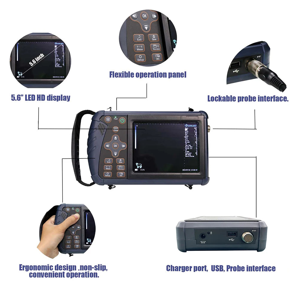Portable Veterinary Ultrasound Scanner, Vet Pregnancy Check Handheld Ultra Machine, for Pig Sheep Cow Horse Dog Cat Use