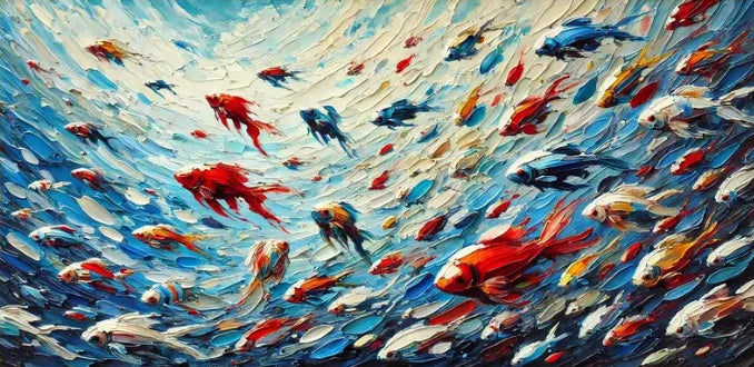 Abstract Blue Sea Fish Canvas Painting Nordic Art Graffiti Large Size Posters Print Modern Living Room Home Decoration Picture
