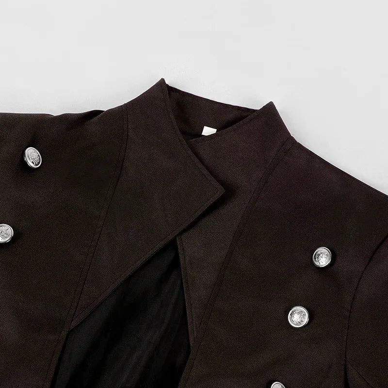 S-5XL Plus Size Men Gothic Trench Medieval Steampunk Retro Style Long Jackets Double-breasted Solid Men's Vintage Long Jackets
