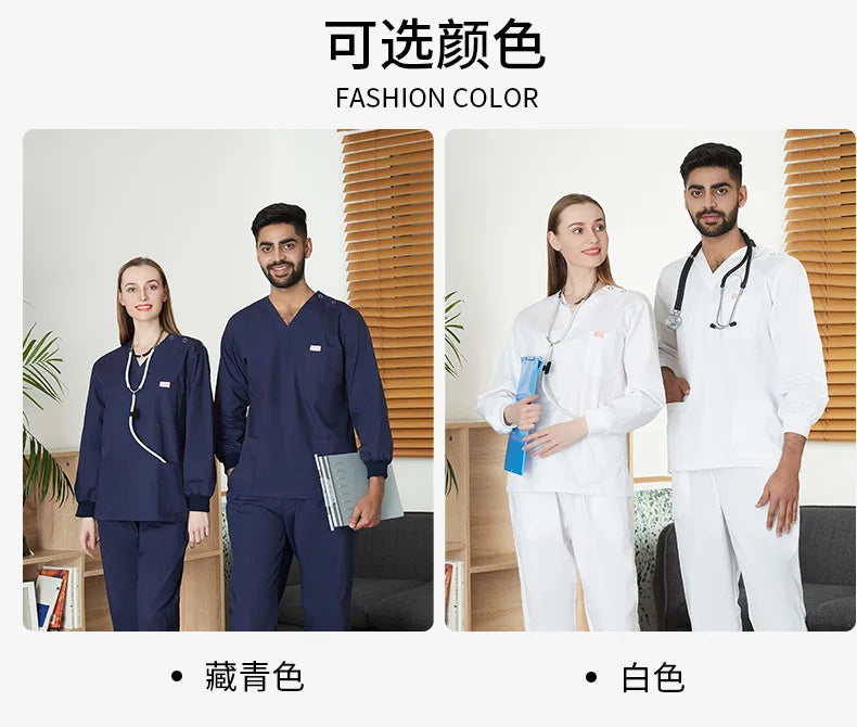 Long Sleeve Medical Uniforms Women Men Scrubs Sets Hospital Surgery Suits Doctors Nurses Accessorires Dental Clinic Work Clothes