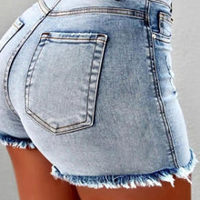 Retro Distressed High Waist Women Shorts With Side Pockets