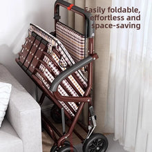 Foldable Shopping Cart with Seat 4 Wheel Walker Push Cart Large Capacity Grocery Trolley for Elderly Outdoor Mobility