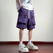 Summer High Street Bermuda Purple Cargo Shorts for Men Multi-pocket Sports Short Pants Casual Breathable Y2K Streetwear Shorts